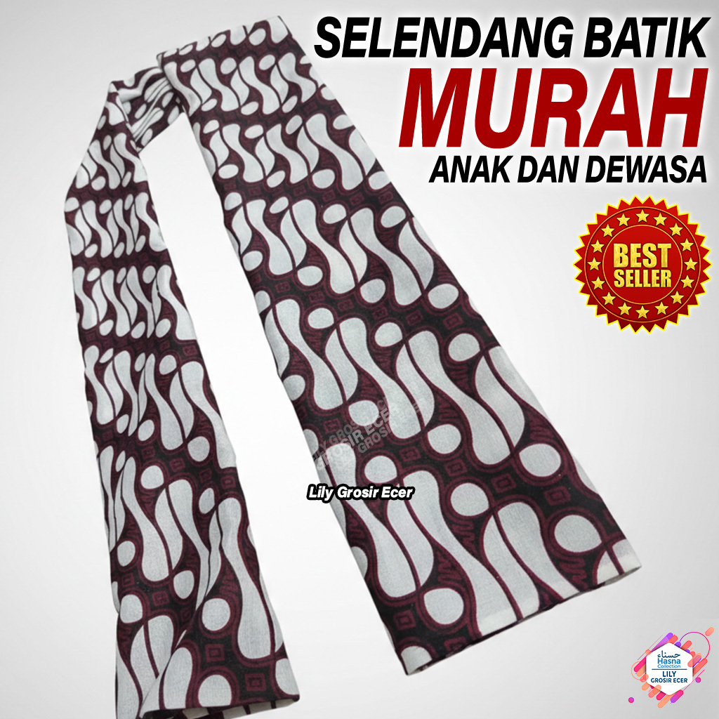 Syal Cukin Betawi Motif Batik Selendang Batik Anak Dewasa Ready Stock Seragaman