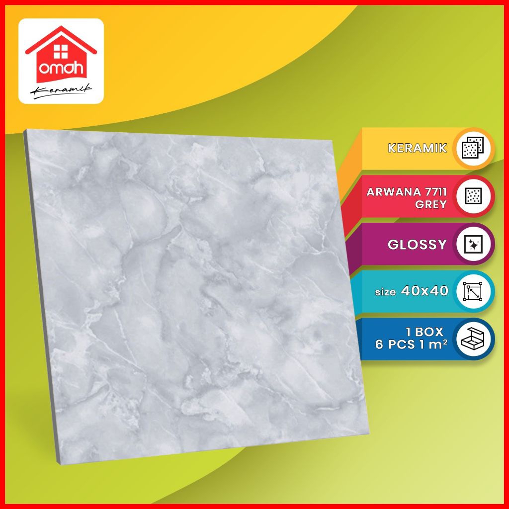 Keramik Lantai Kilap 40x40 Arwana 7711 Grey