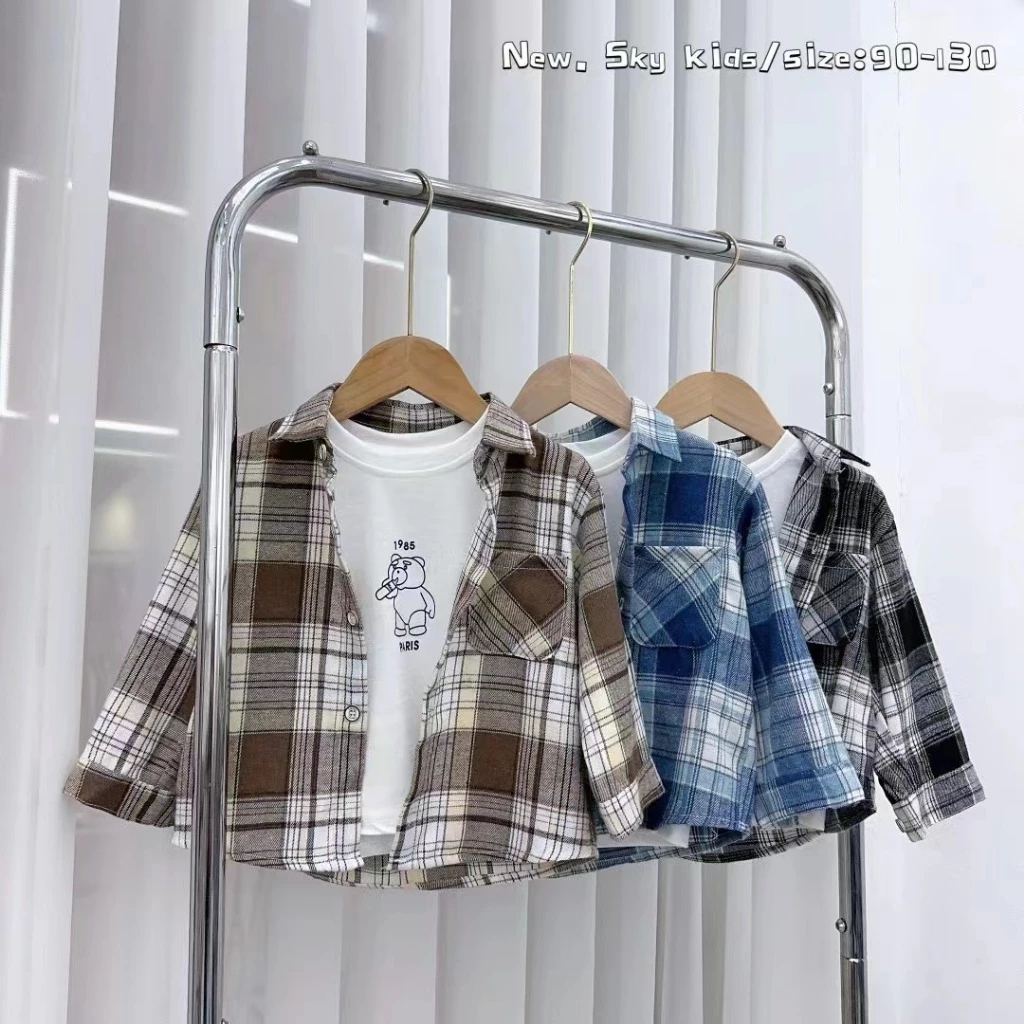 (6 BLN - 5 THN) SET KAOS + KEMEJA FLANEL KOTAK KOTAK ANAK COWOK HEM LENGAN PANJANG ANAK LAKI LAKI PA