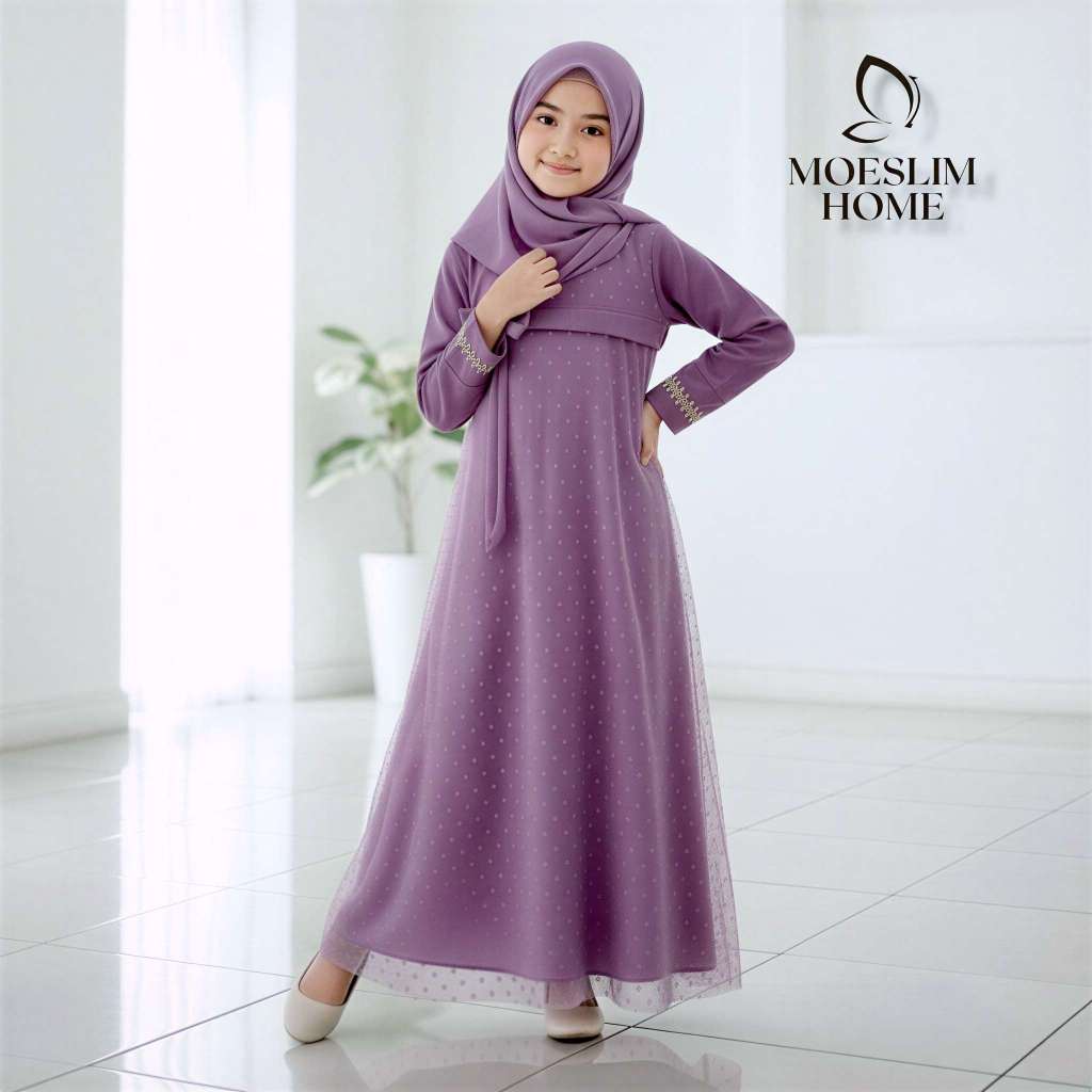 Gamis Anak Perempuan Model Terbaru 2026 Bahan Crinkle Mix Tiledot Dress Anak Pesta Kondangan Variasi