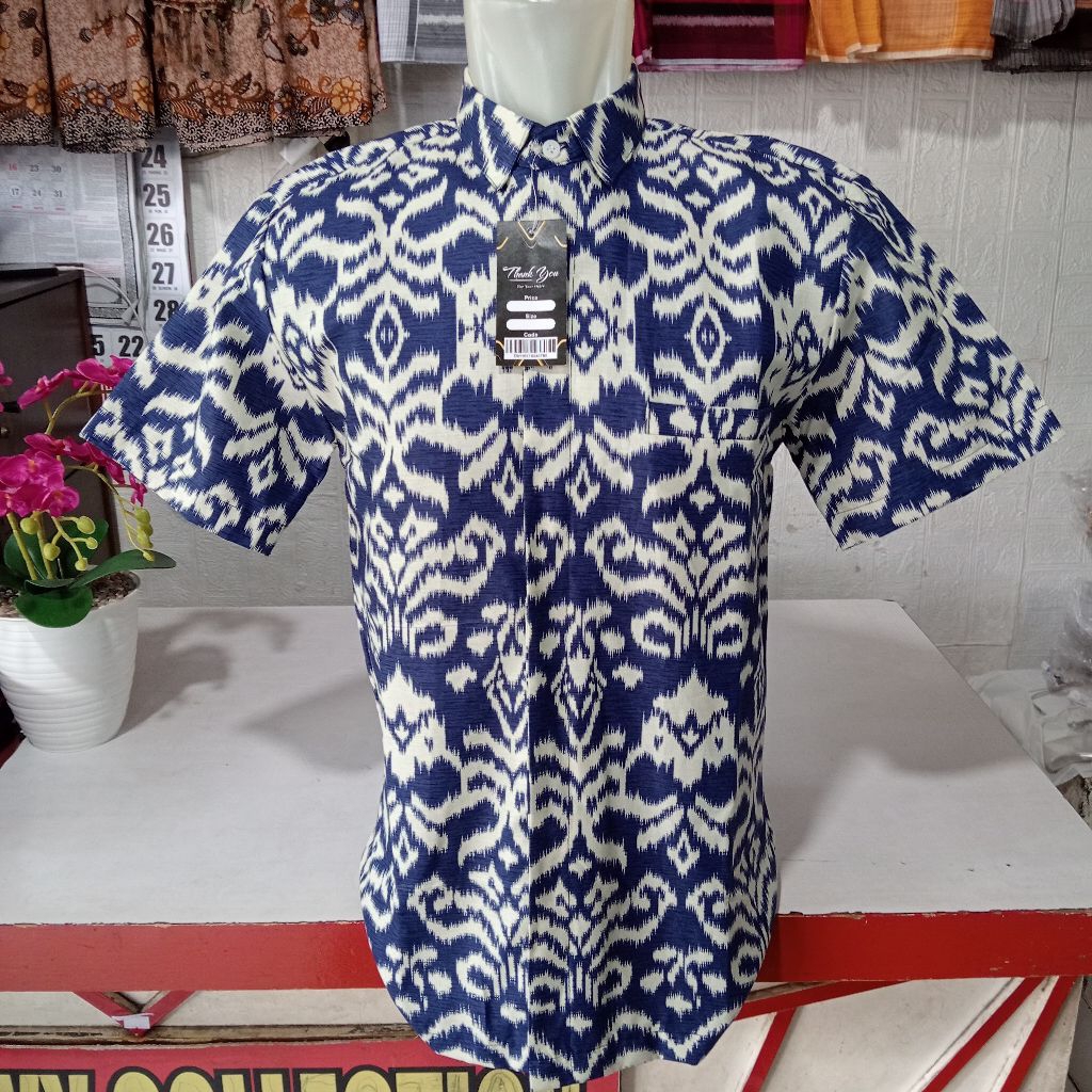 kemeja endek pria lengan pendek