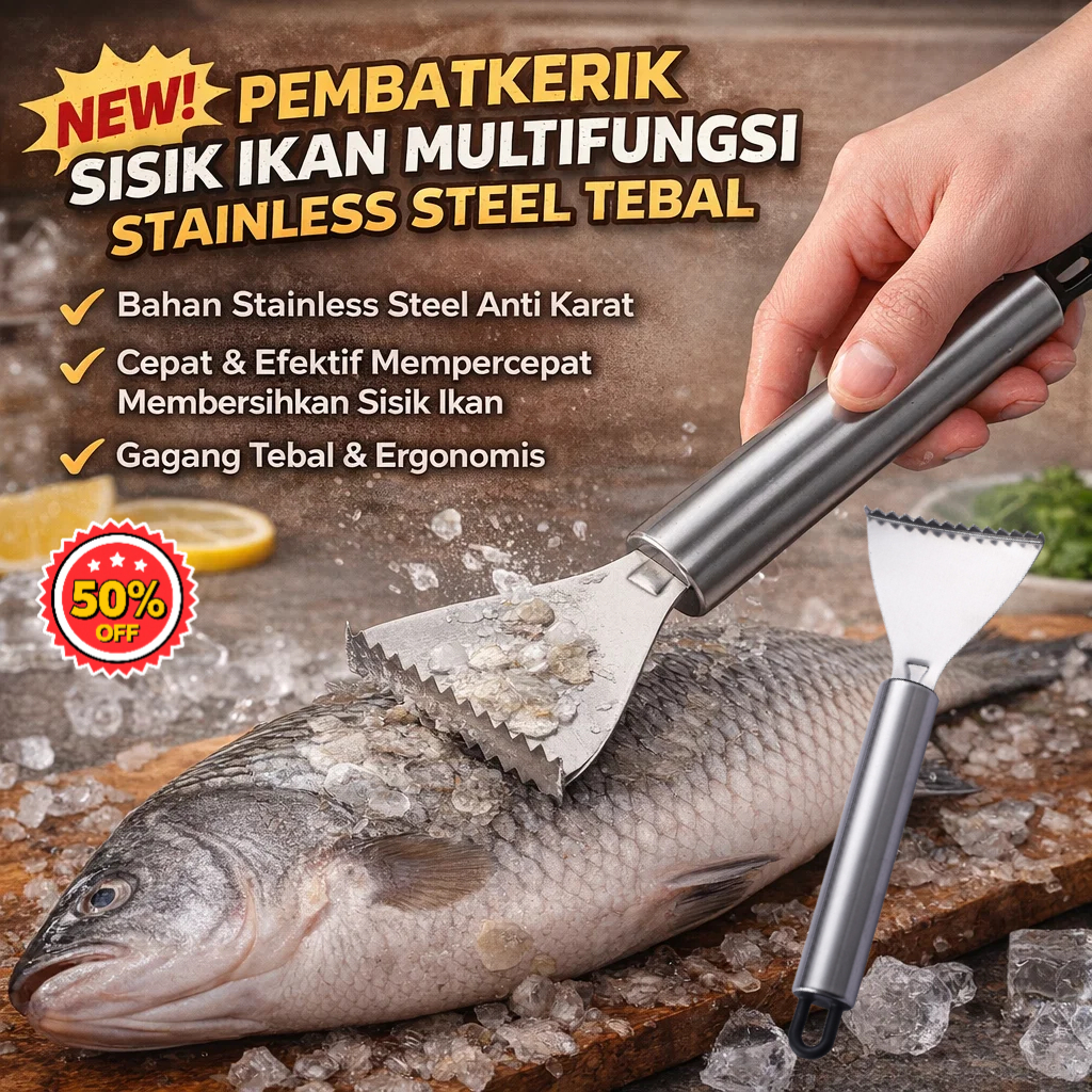 [COD+Pengiriman Cepat 24 Jam] Pengupas Sisik Ikan Stainless Steel/Alat bersihkan ikan multifungsi/ S