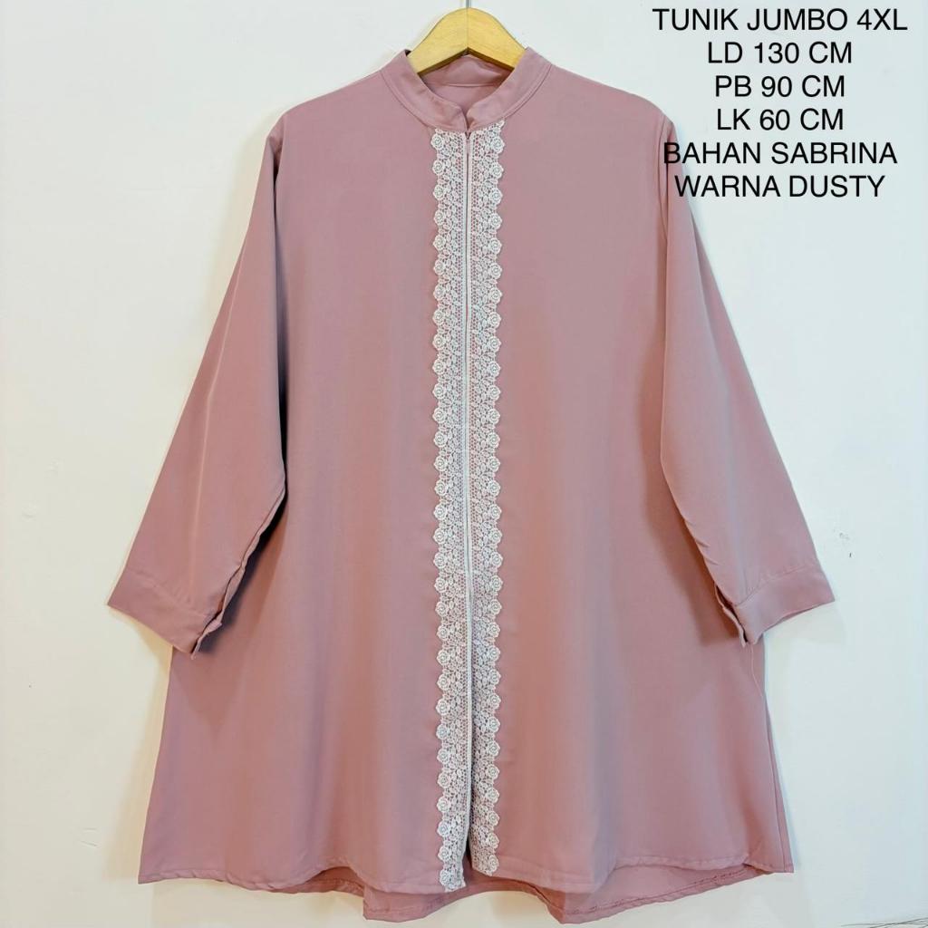 Tunik Jumbo Ld 130 Cm Model Polos Kombinasi Brukat - Briana Tunik