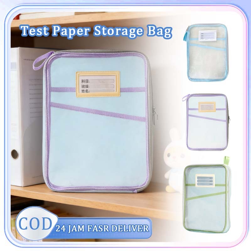 Map Jaring Resleting Map Plastik Bening Tas Folder Portabel Jaring Penyimpanan Kertas Map Buku Anak 