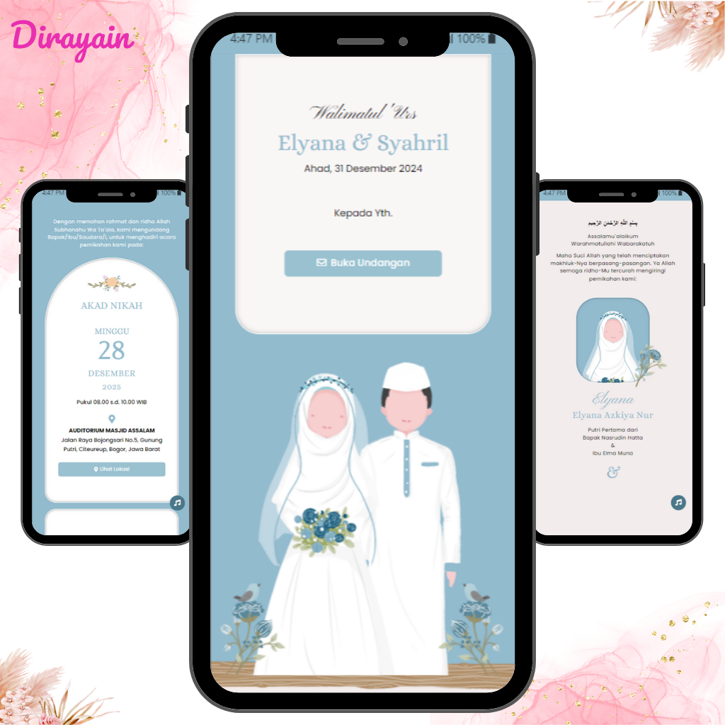 Undangan Pernikahan Digital Website Tema Silver (Syar'i & Faceless)