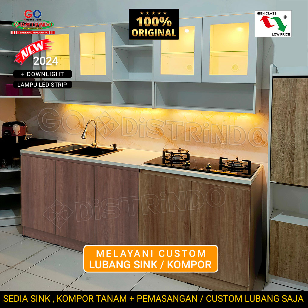 Distrindo - Kitchen Set Lemari Rak Dapur BASAH Tebal Mewah BISA Custom Lubang Sink / Kompor Tanam
