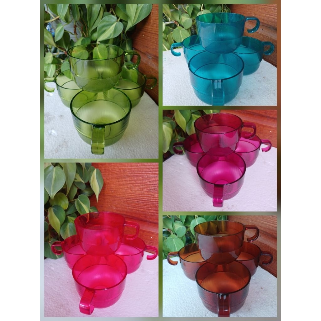 Cup Watercolor tupperware 4 pcs / cup wtc pink tupperware/ cup wtc magenta tupperware/ cangkir tuppe