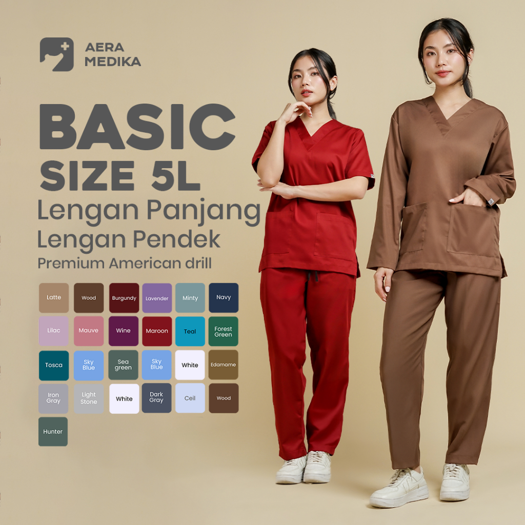 AERA MEDIKA - BASIC SIZE (5L) - SCRUB / BAJU JAGA / BAJU OK / BAJU DOKTER / SERAGAM OKA SERAGAM