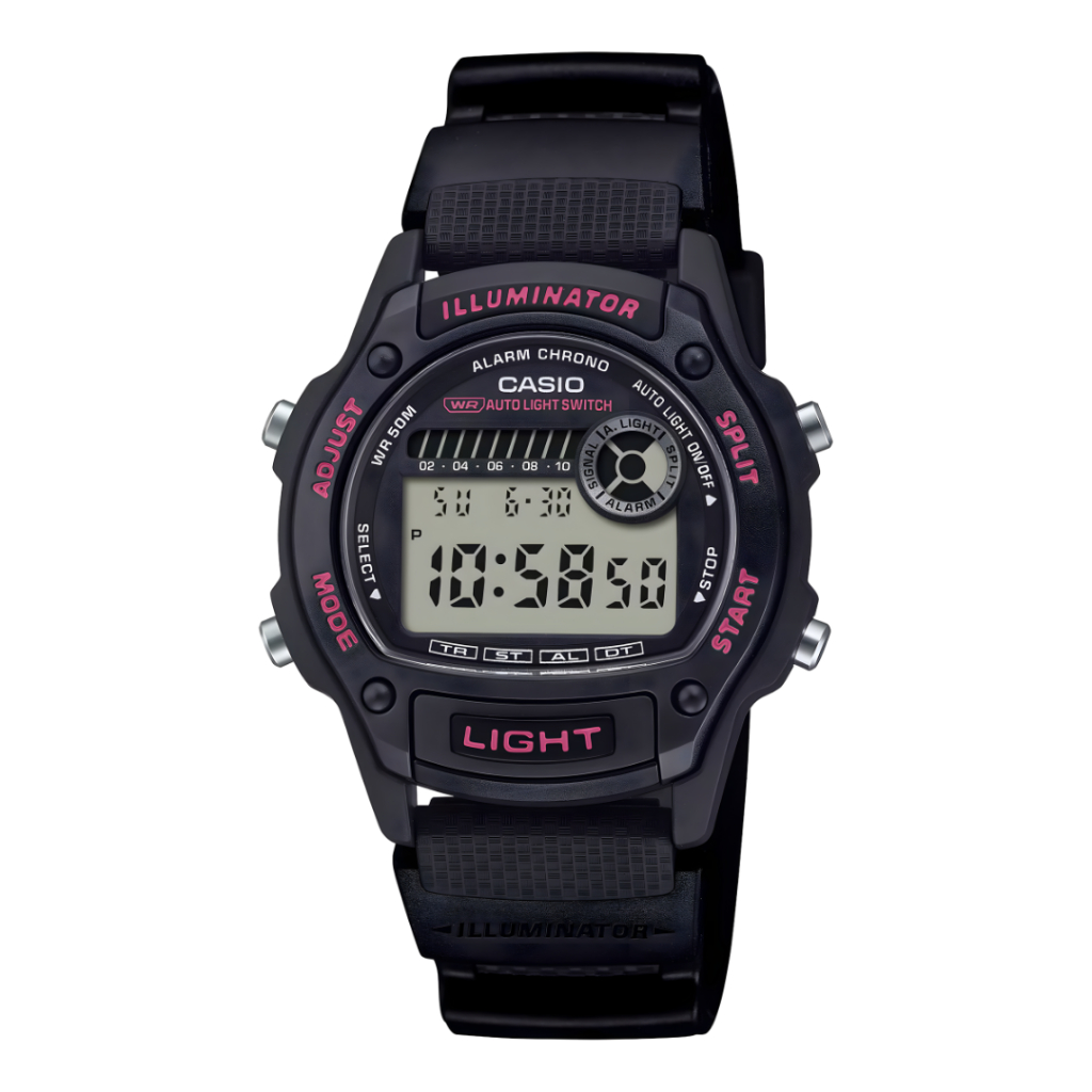 Casio W-220H Digital Jam Tangan Unisex Resin Display LCD 50m Water-Resistant