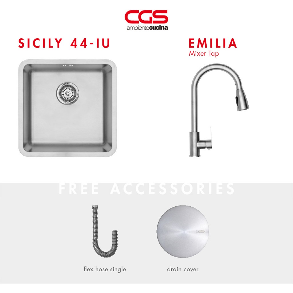 Paket Promo: CGS Sicily 44 Kitchen Sink + CGS Emilia Mixer Taps