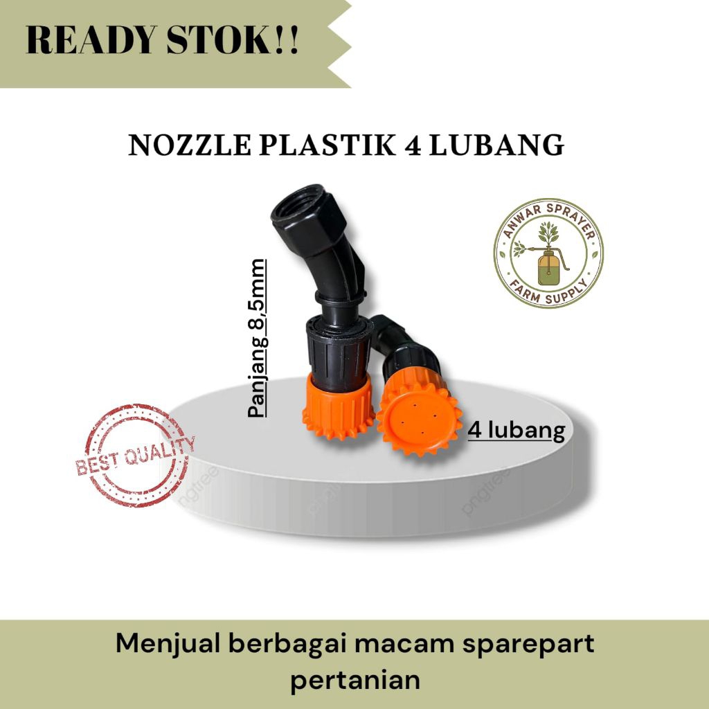 NOZLE SPRAYER PLASTIK 4 LUBANG BENGKOK DRAT  14 MM| NOZEL SPRAYER ELEKTRIK PLASTIK 4 LUBANG