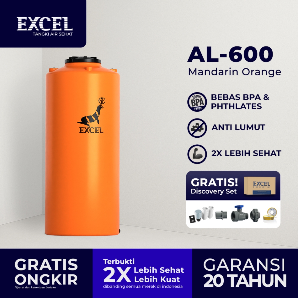 Tangki/ Tandon/ Toren air EXCEL - Roto AL-600 Orange Grahaexcel. Anti lumut, lebih sehat. Tandon Air