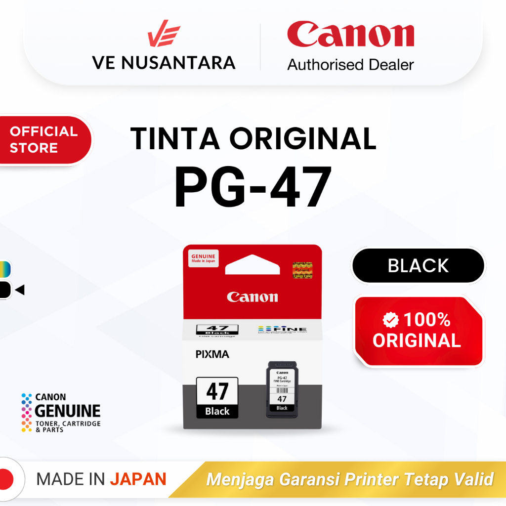 Tinta Original Canon 47 Black PG47 - Tinta Canon E410 E470 E3170 E470 E4570 - Tinta Cartridge Katrid