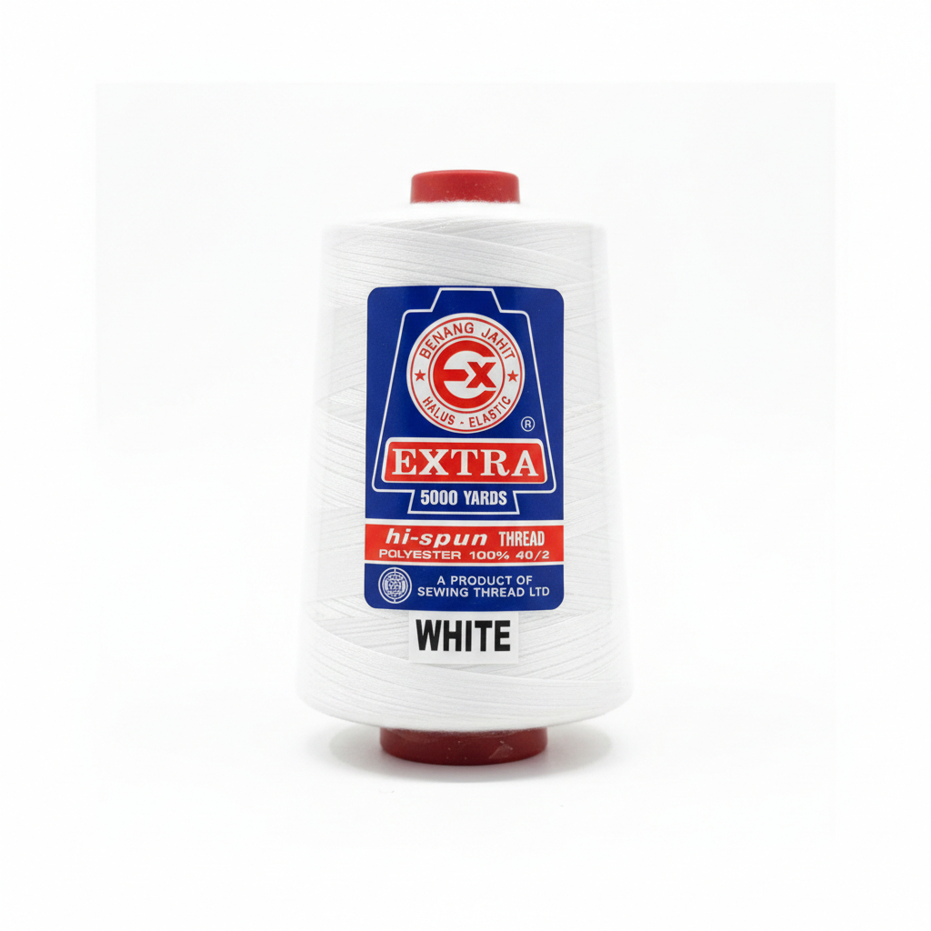 BENANG EXTRA 5000 YARD PUTIH / BENANG JAHIT EXTRA PER ROLL / BENANG JAHIT HALUS - ELASTIS