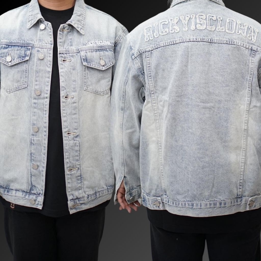 RIC White Denim Jacket Blue Tee / Denim Jacket Ricky Is Clown Authentic