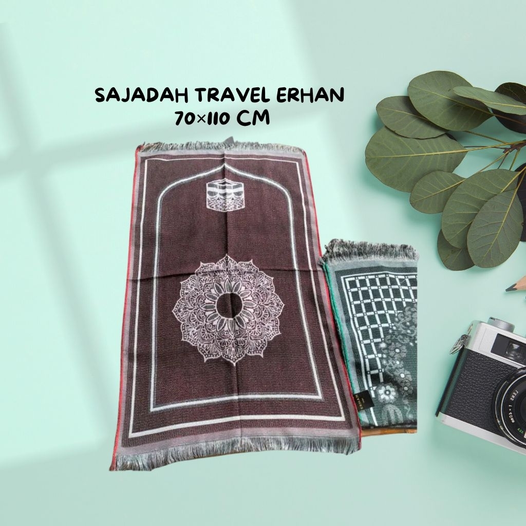 10 Sajadah Travel Erhan Jumbo 70×110 Cm Bahan Polyester Oleh oleh Haji Umroh