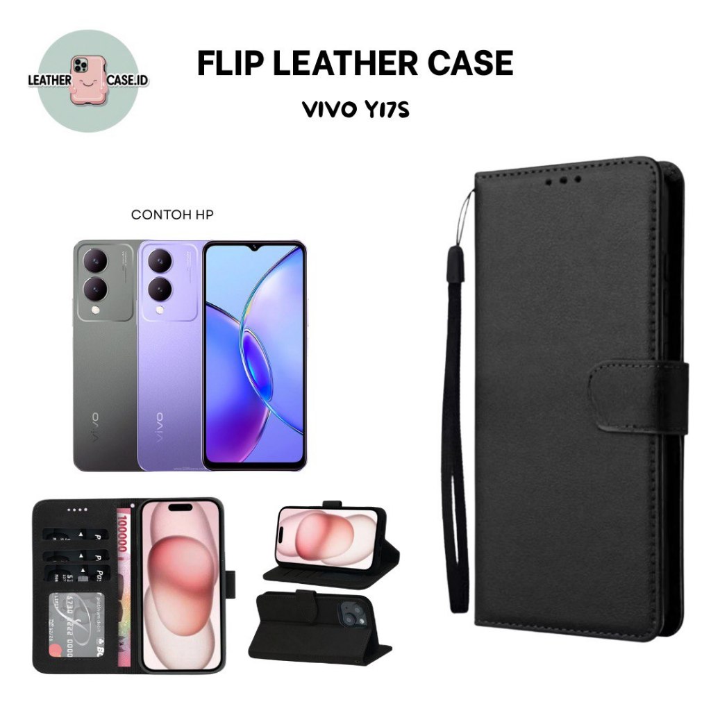 Flip Case Dompet Kulit Vivo Y17S / Wallet Leather Cover Magnet / Casing HP Stand Slot Kartu