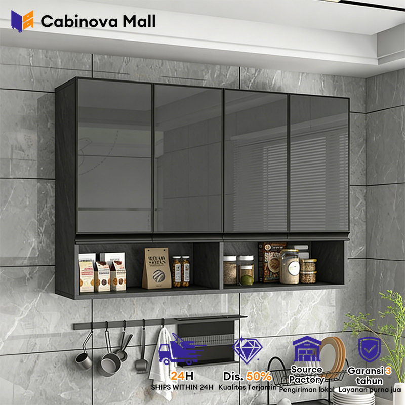 Kitchen Set Atas 4 Pintu Minimalis Lemari Gantung Aluminium Lemari Dapur Aluminium Lemari Serbaguna