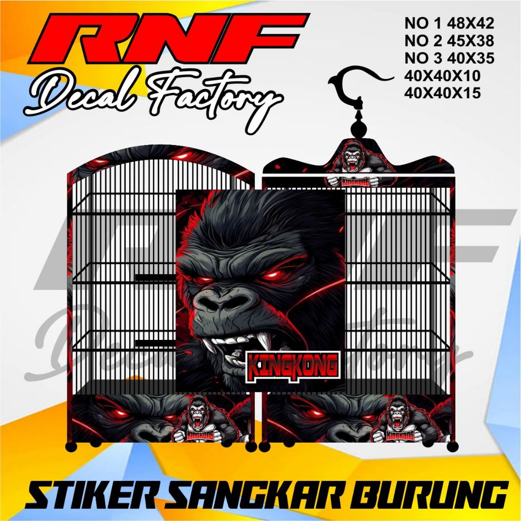 Stiker sangkar burung kingkong decal stiker sangkar burung keren untuk sangkar kotak koper kosan dll