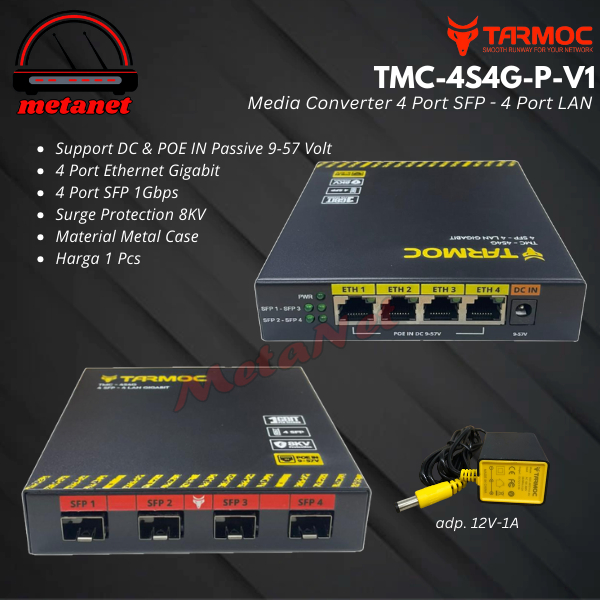 Ethernet Fiber Switch 4 SFP 4 LAN Gigabit | Media Converter FO