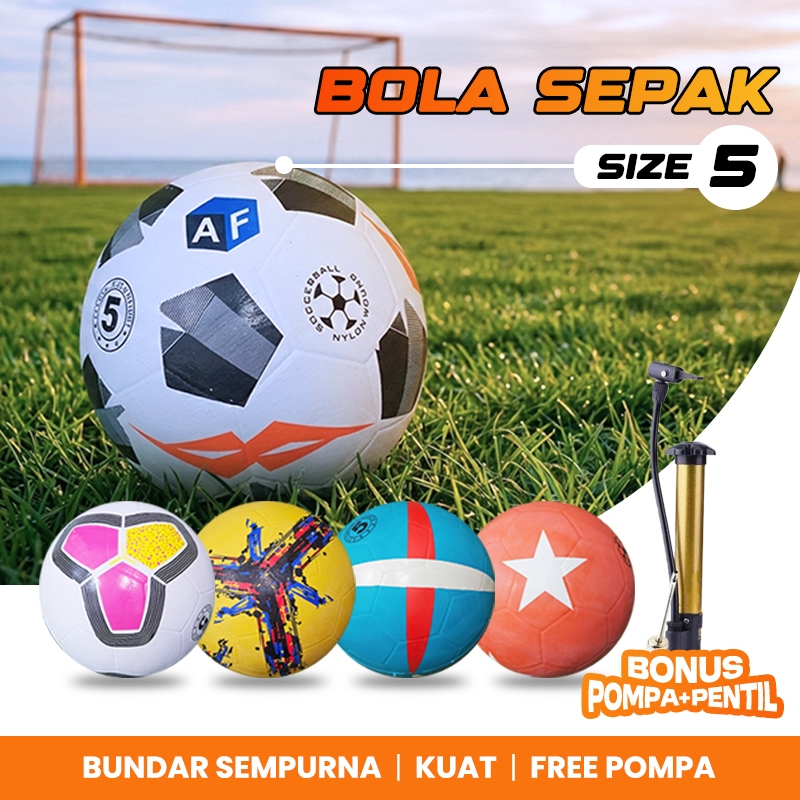 Bola Sepak Anak Size 5 Bahan Karet PU Kuat/Bola Tendang ukuran Standard 5 Motif RANDOM bonus Free Po