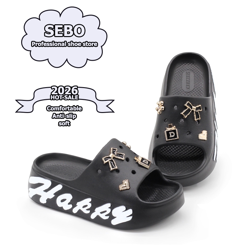 SEBO Sandal Slop Wanita Wedges Tinggi  Karet EVA Model Korea PREMIUM Anti-Slip