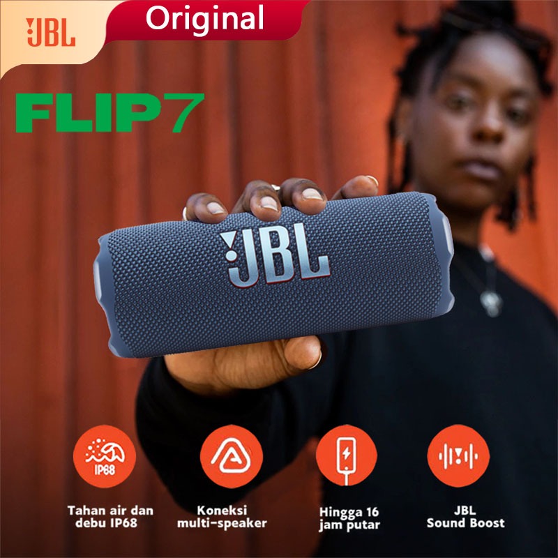 Asli JBL Flip 7 Original Waterproof Portable Bluetooth Speaker Ims Garansi Resmi 100% black red blue