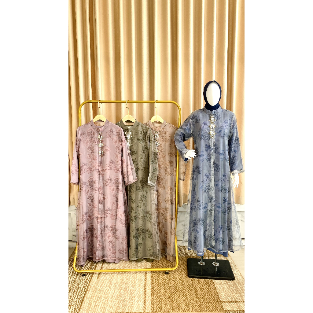Gamis Outer Organza Motif | Dress Muslimah Elegan Wanita