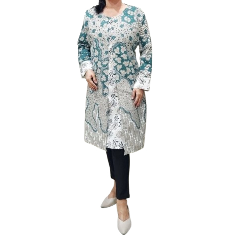 TUNIK BATIK ROMPI BATIK WANITA MUSLIM TUNIK HIJAU