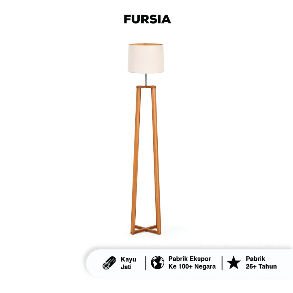 FURSIA Eigr Standing Lamp Teak Wood Furniture Export Quality Mebel Kayu Jati Kualitas Ekspor Lightin