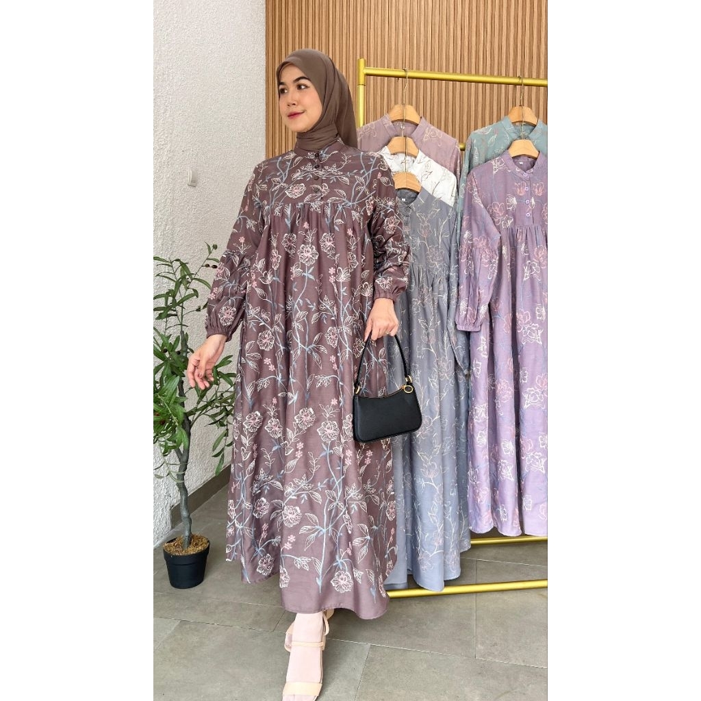 gamis katun bordir premium