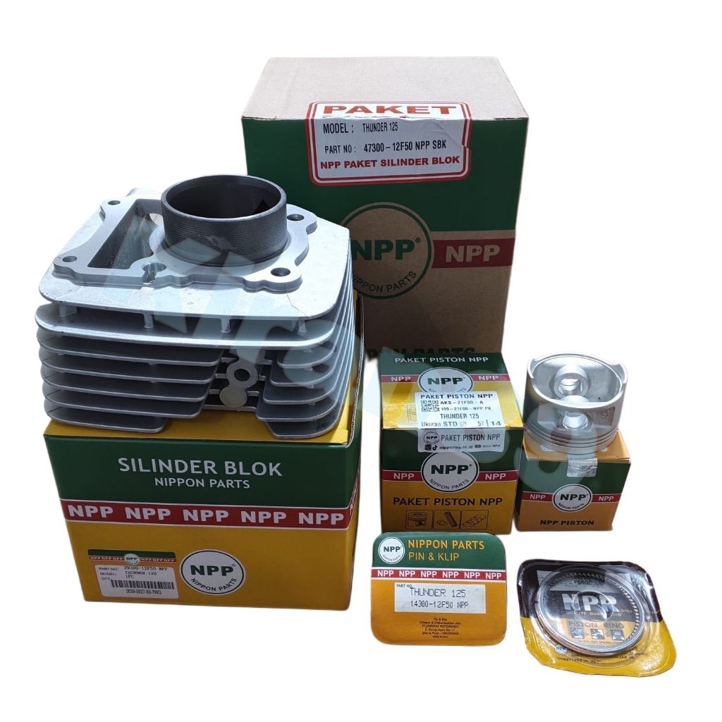 SILINDER KIT BLOK SEHER THUNDER 125 125F + PISTON KIT THUNDER 125 ORI NPP