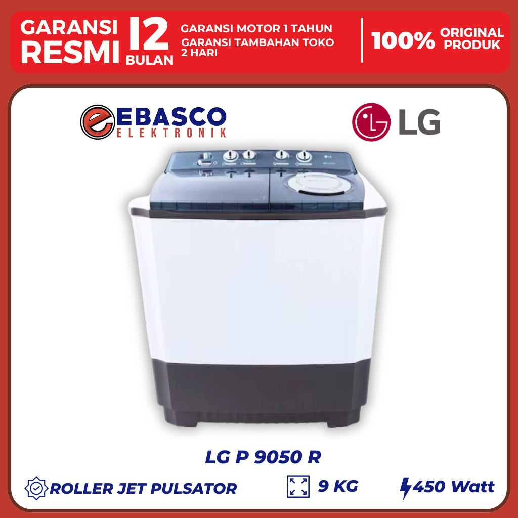 LG Mesin Cuci P 9050 R/RTB 2 Tabung 9 Kg Roller Jet Bergaransi Resmi