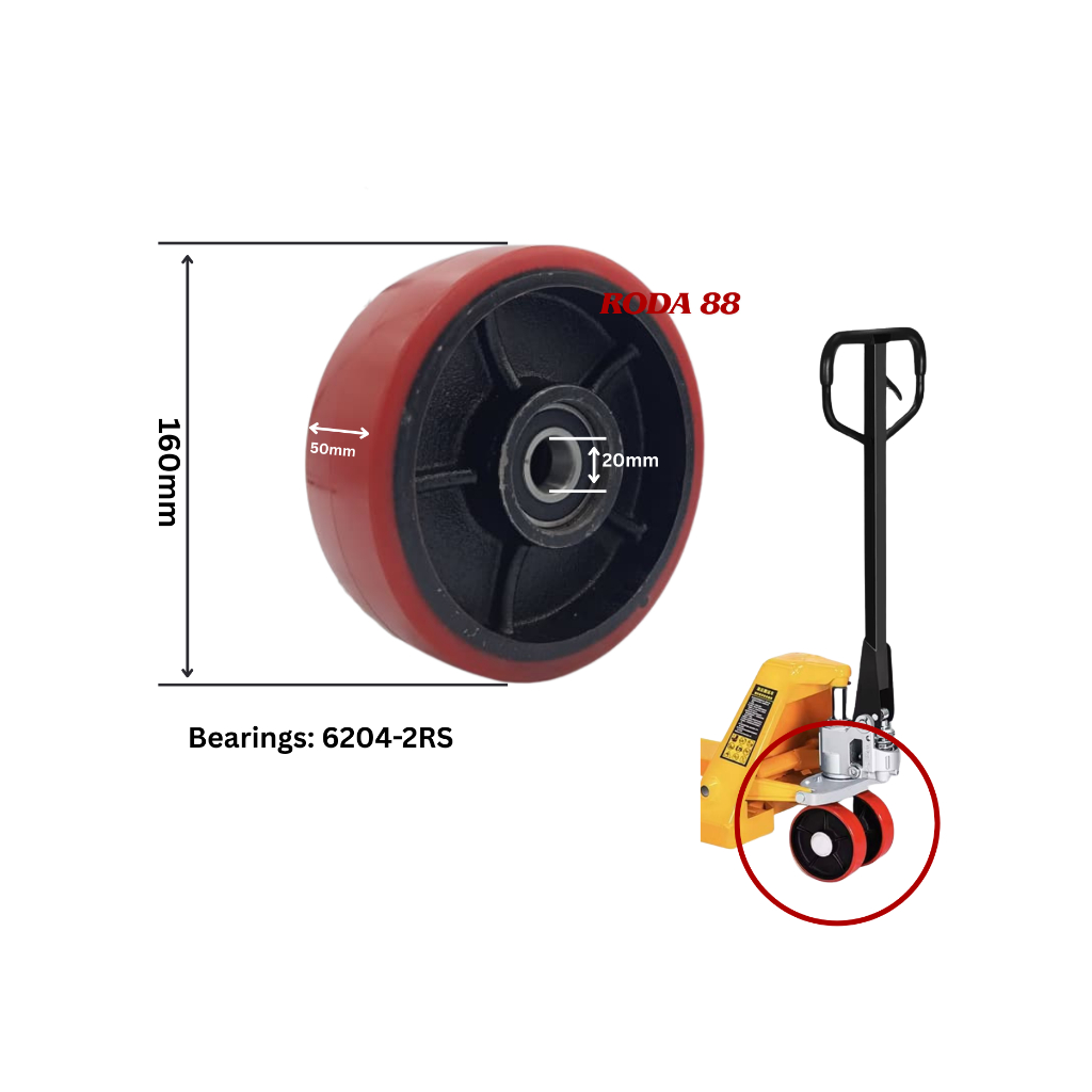 Hand Pallet pu Merah Krisbow All Ukuran  (160x50, 180x50, 180x70, 200x50)