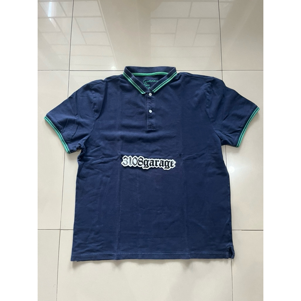 Polo shirt casual lengan pendek mens pria giordano navy biru hijau sz xxl used second