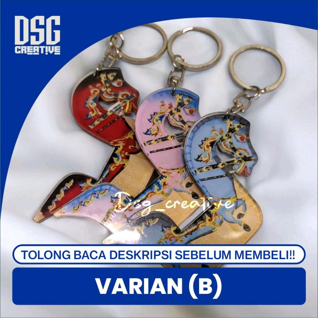 Gantungan Kunci Jaran Kepang Kuda Lumping Ring Putar Bisa Custom Nama Bahan Akrilik 2mm Double Bolak