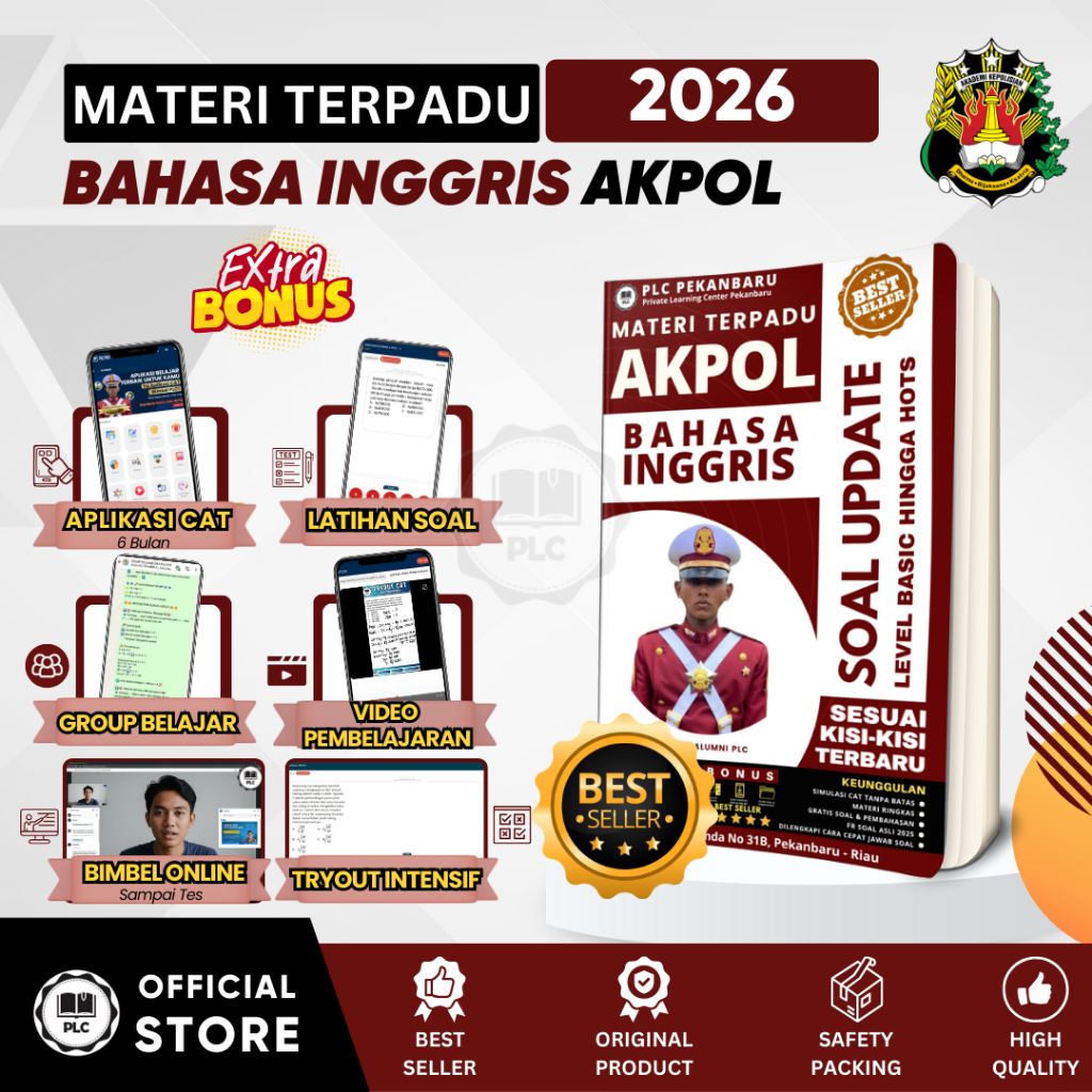 PLC - Buku Materi & Bank Soal Bahasa Inggris Persiapan Tes Masuk AKPOL 2026