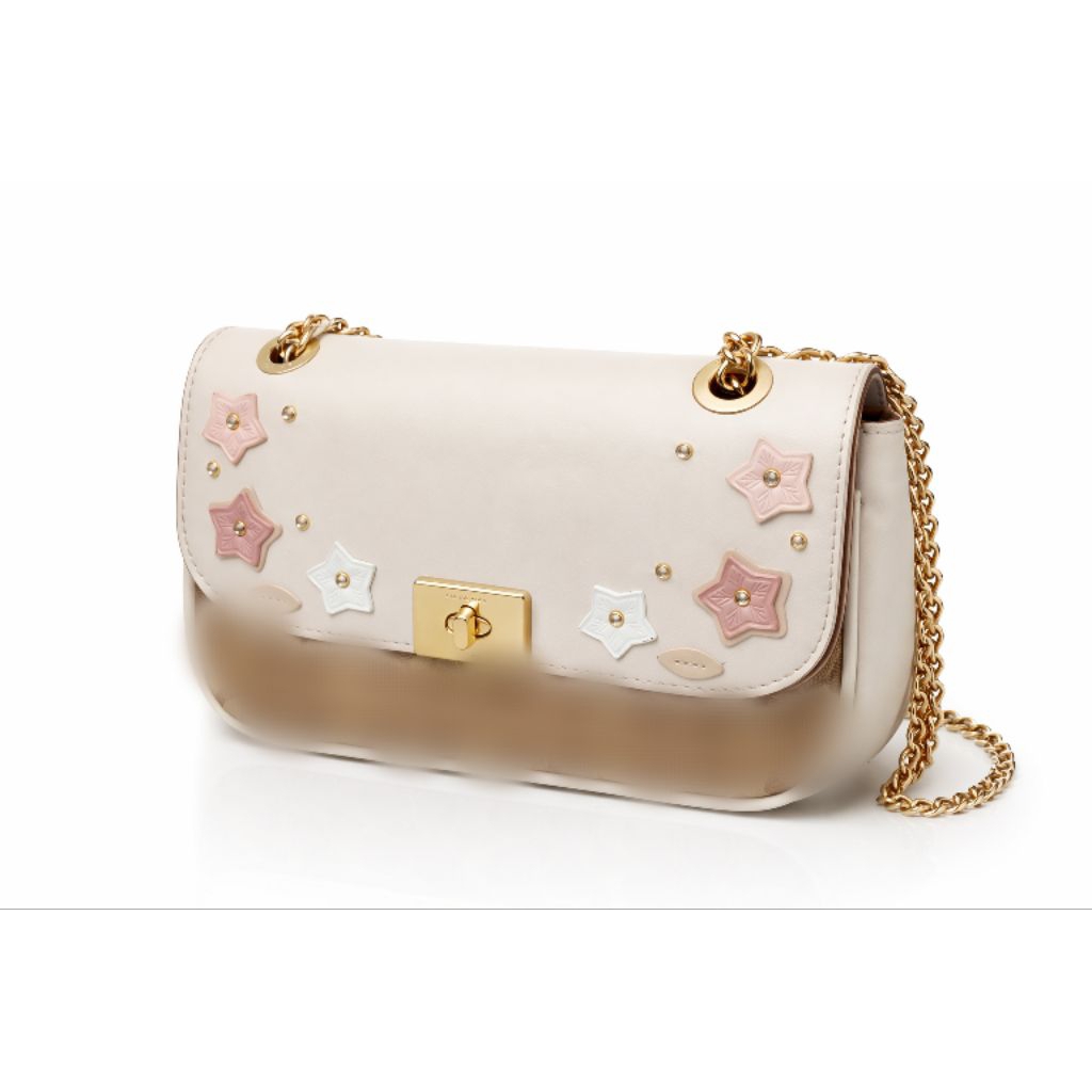 Tas Selempang Wanita Premium Import Sling Bag Elegan Rantai Emas Motif Bunga