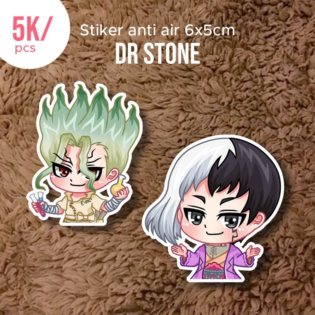 Stiker anime dr stone vinyl glossy anti air 6cm