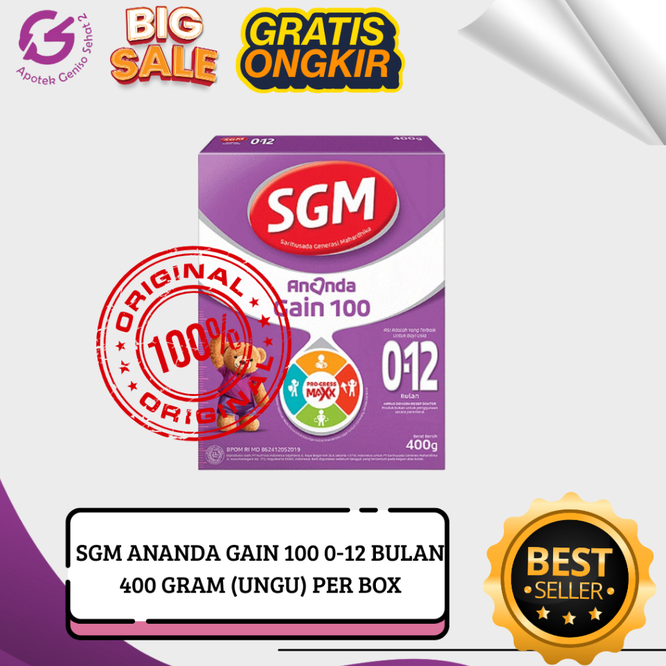 SGM ANANDA GAIN 100 SUSU FORMULA 0-12 BULAN @400 GRAM PER BOX