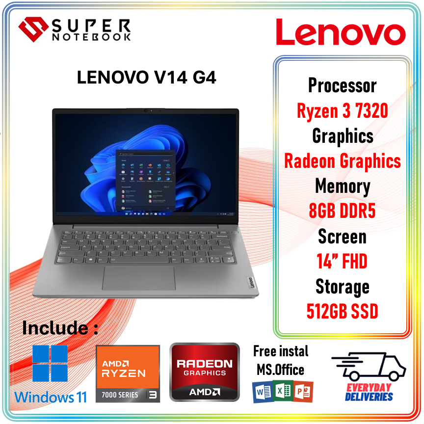 LENOVO V14 G4 AMN RYZEN 3 7320 8GB 512GB  SSD 14" FULL HD