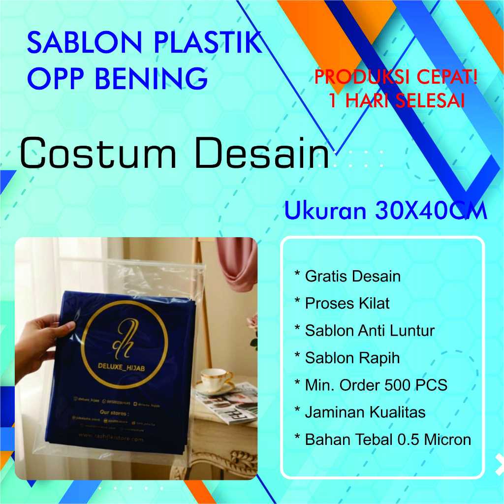 Sablon Plastik OPP 30x40 Sablon Plastik OPP/PLASTIK OPP SABLON/PLASTIK PEREKAT  - FREE DESAIN