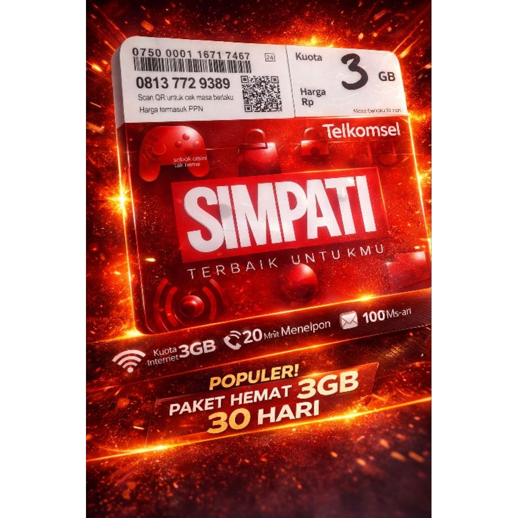 PERDANA TELKOMSEL 3GB  (SEGEL/SIAP PAKAI)
