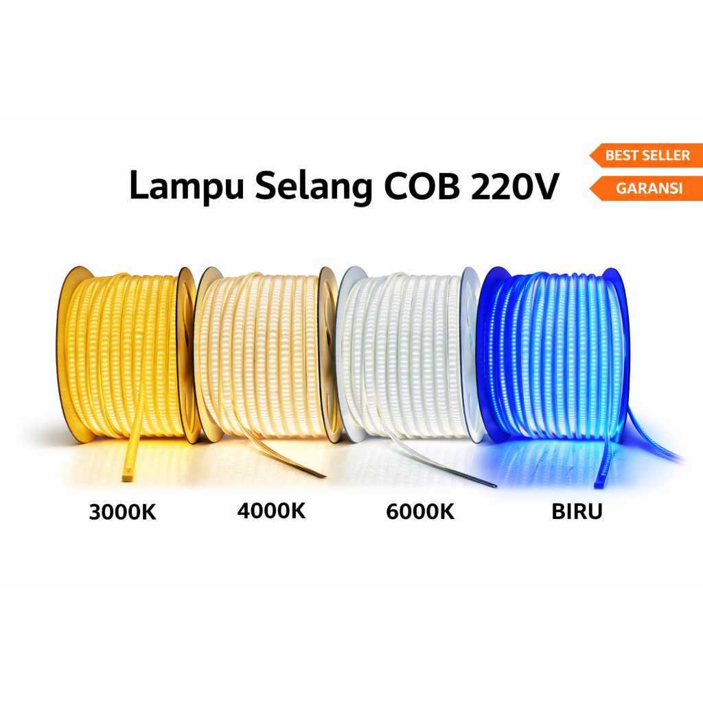 Lampu Selang LED COB Strip 220V Mata Rapat Pot50cm 1Meter 2Meter 3Meter 4Meter 5Meter