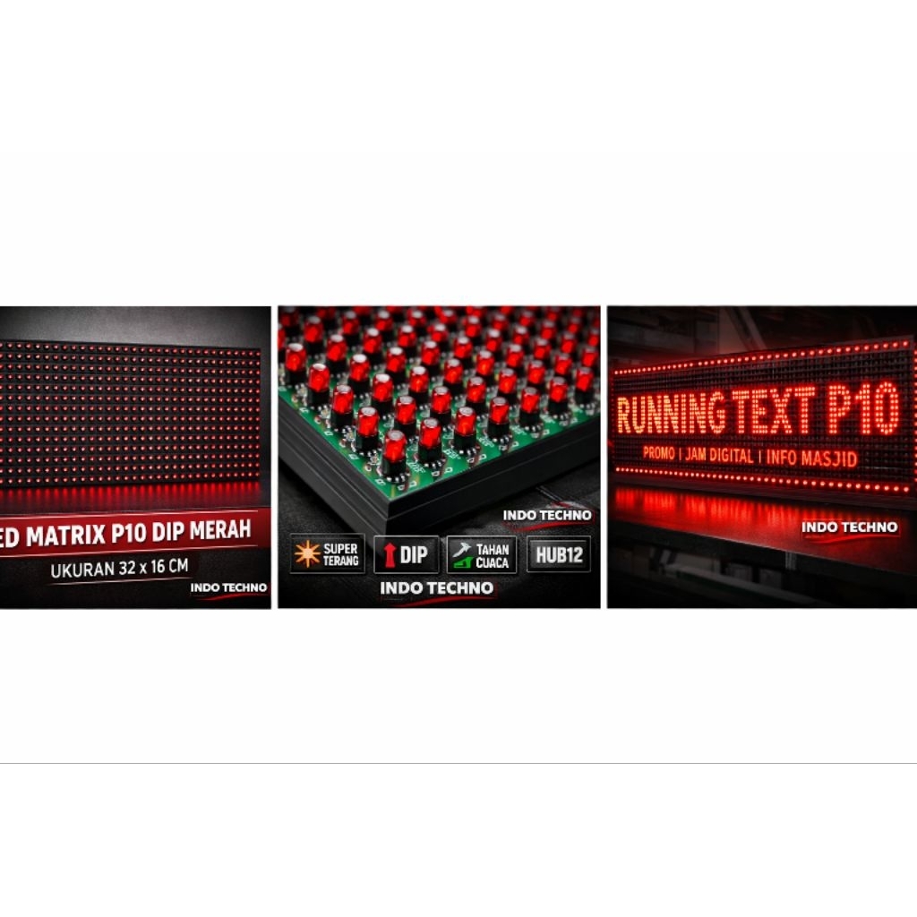 Running Text LED P10 DIP Merah Outdoor | Panel P10 Merah Bright | Display Teks LED