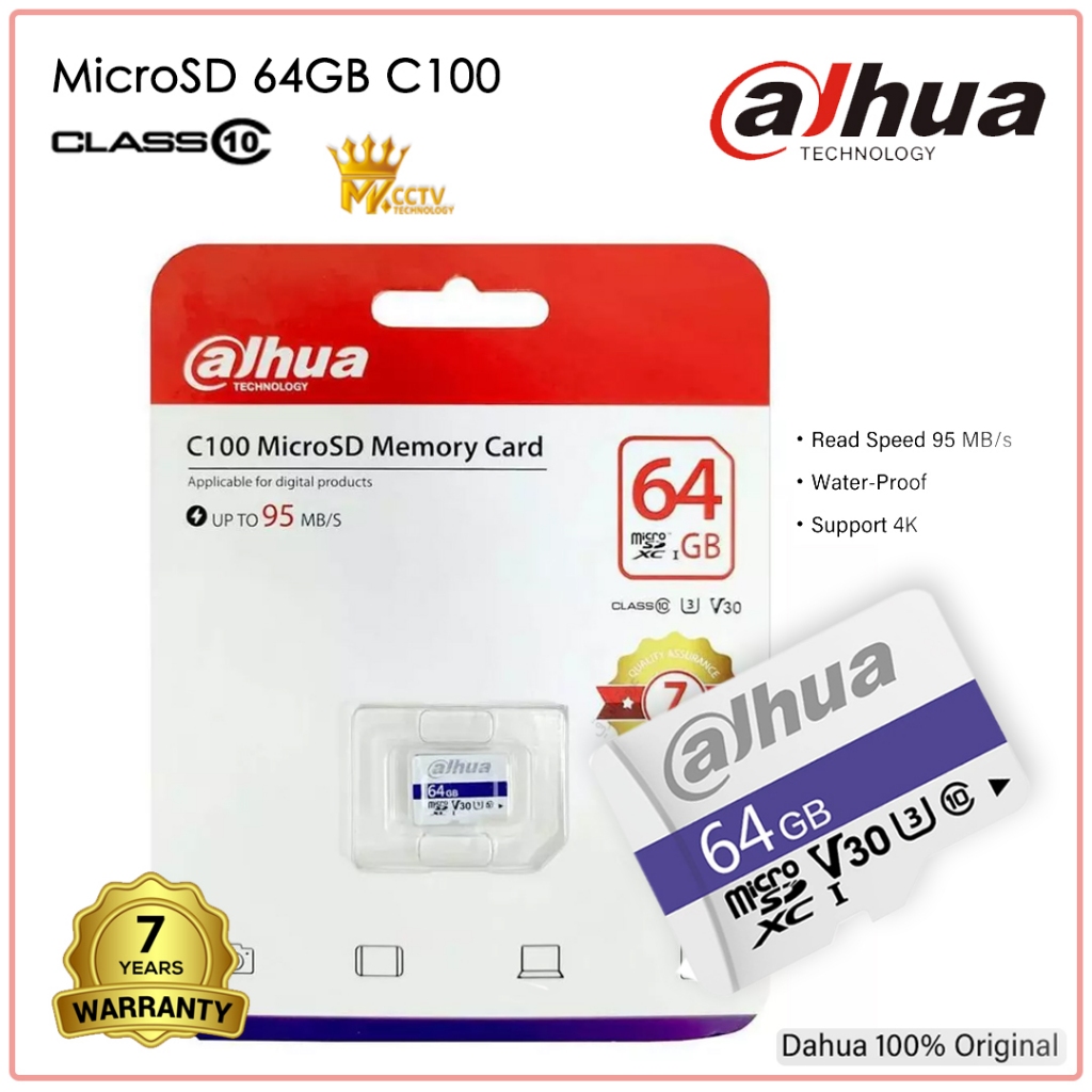Dahua Memory 64GB Micro SD Card C100 Original | 64 GB Memori Card Ori Cocok untuk HP dan Kamera CCTV