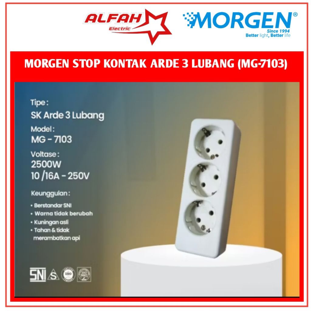 MORGEN STOP KONTAK ARDE 3 LUBANG (MG-7103)