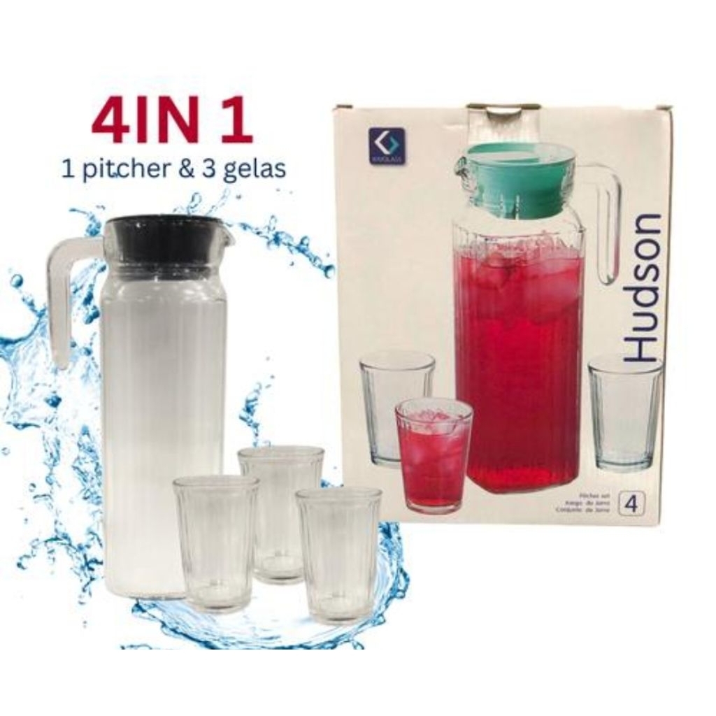 SH Kimglass Teko Kaca 5 Set Ottavia - Teko Kaca Plus 4 Gelas - Teko Kimglass 5 Set