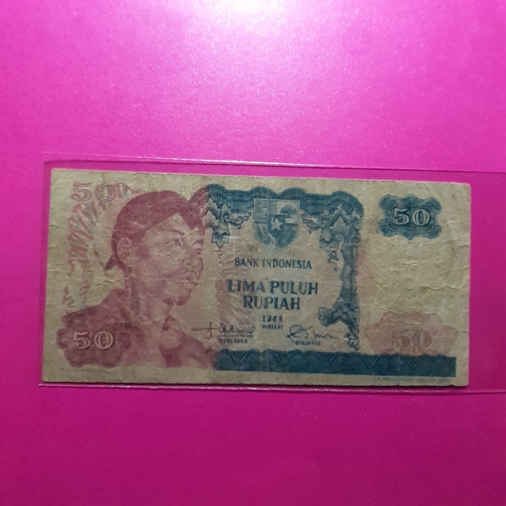 uang kuno 50 rupiah sudirman tahun 1968