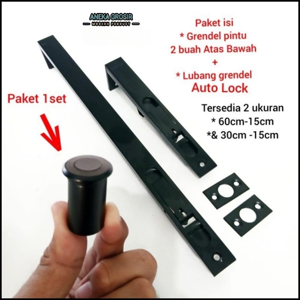 Barrel Bolt Slot Tanam 60cm & 30cm / Grendel Pintu Tanam 1 Set - Flush Bolt & Lubang Grendel Bawah P
